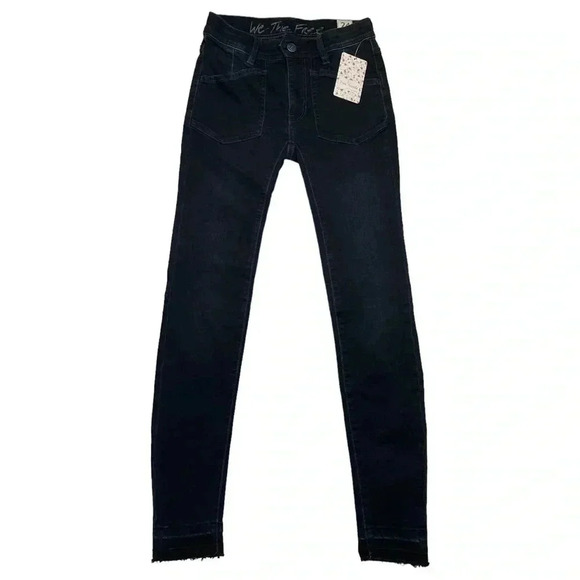 We The Free Ivy Released Hem Mid Rise Dark Navy Womens Skinny Jeans Size 25 - Picture 4 of 10